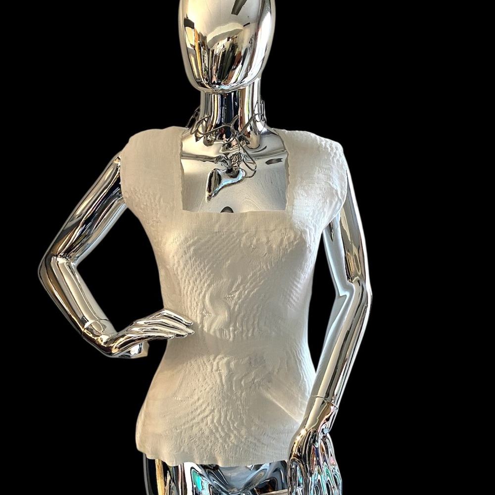 Y2K Chagall Women’s White Stretch Square Neck Top Sz Large Clean Girl Sleeveless